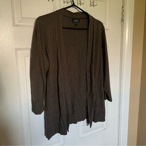 Le Château Espresso Open-Front Cardigan with 3/4 Sleeves Size XXL